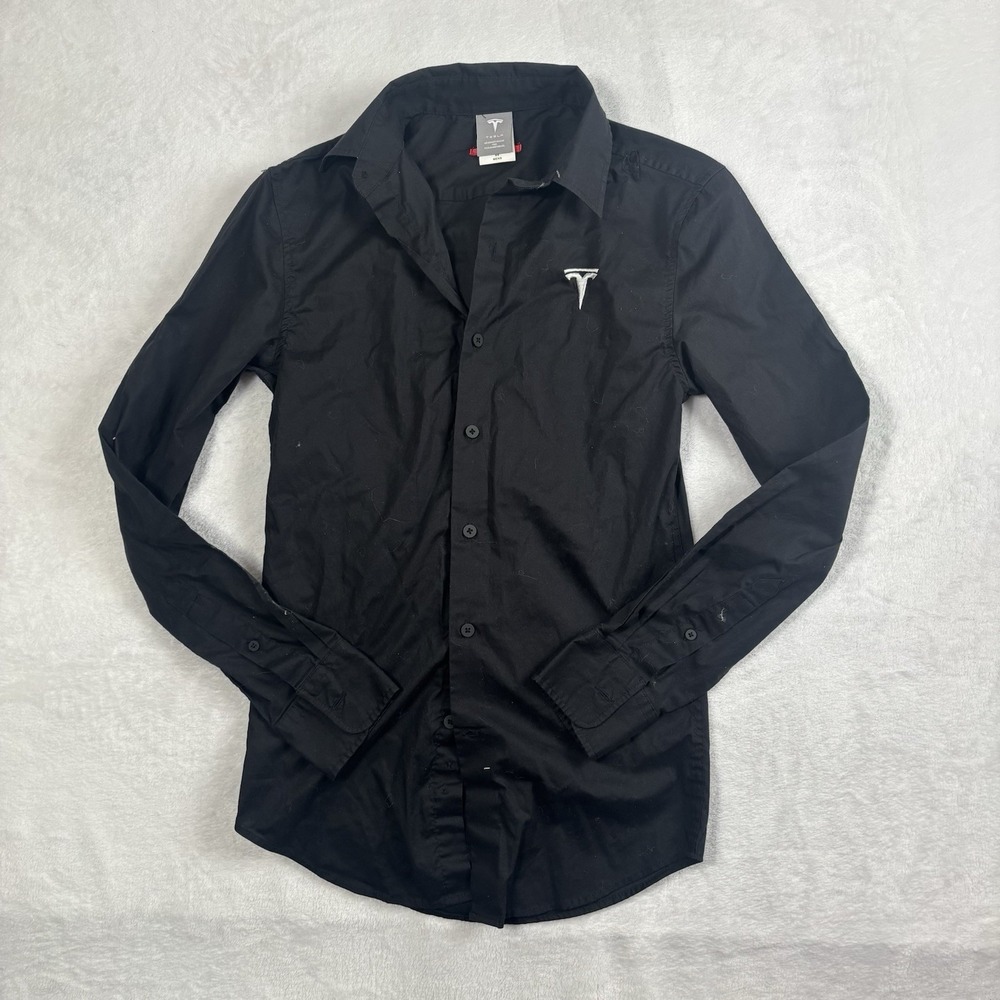 Tesla‎ Black Button Up Long Sleeve Collared Casual Shirt Men's XS